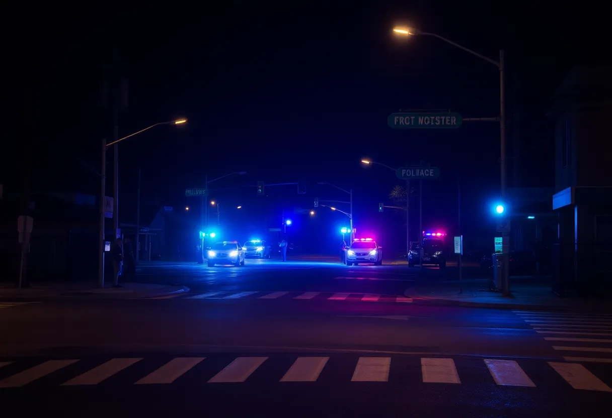 Night scene at a Kansas City intersection, reflecting community safety concerns