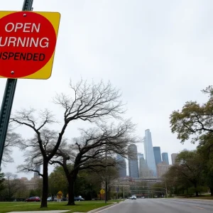 Kansas City street with wind advisories