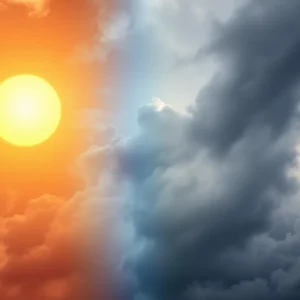 Weather transition from sunny to stormy in Kansas City