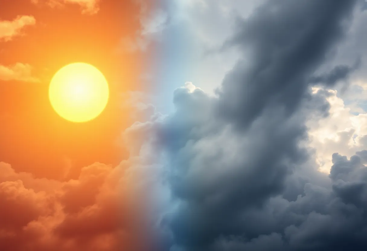 Weather transition from sunny to stormy in Kansas City