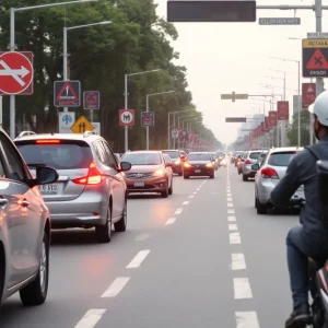 Drivers in Missouri following traffic rules