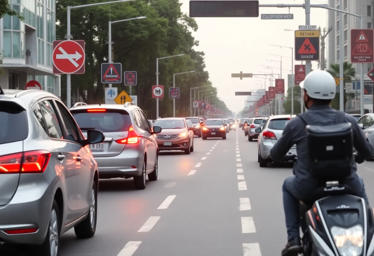 Drivers in Missouri following traffic rules