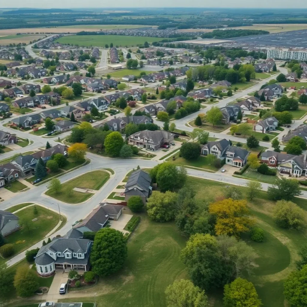 Aerial view of diverse housing in Overland Park