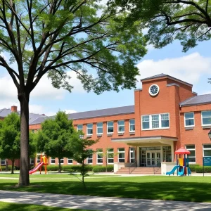 Photo of Pembroke Hill School campus featuring playground and greenery