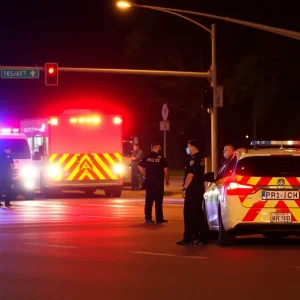 Police vehicles at a crime scene in South Kansas City