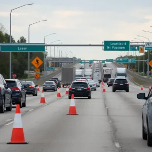 Traffic disruption scene on a Kansas City highway