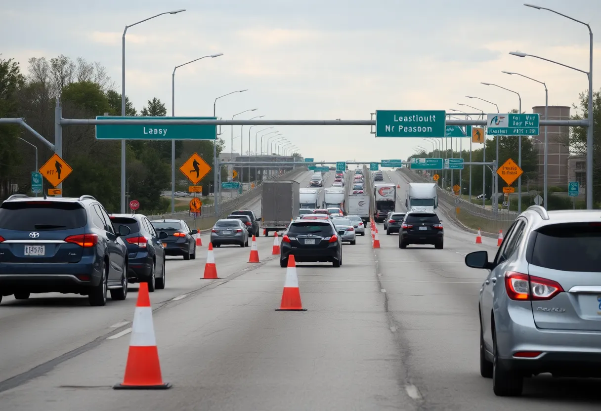 Traffic disruption scene on a Kansas City highway