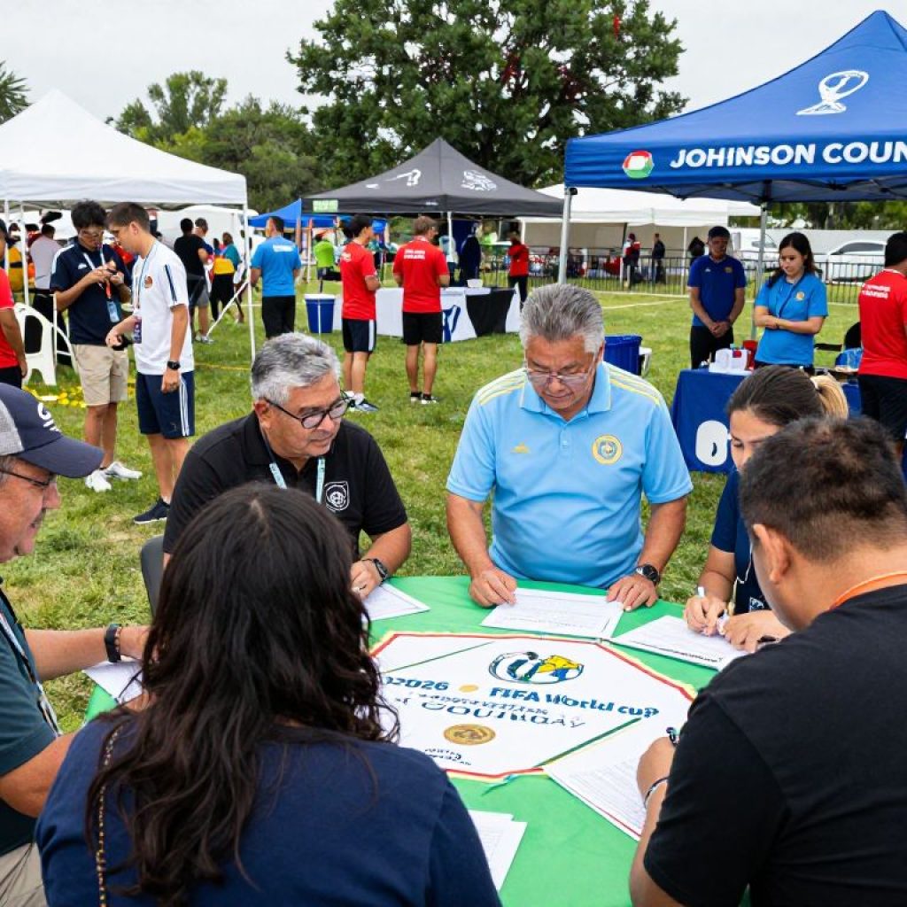 Community members engaging in planning for the 2026 World Cup in Johnson County.