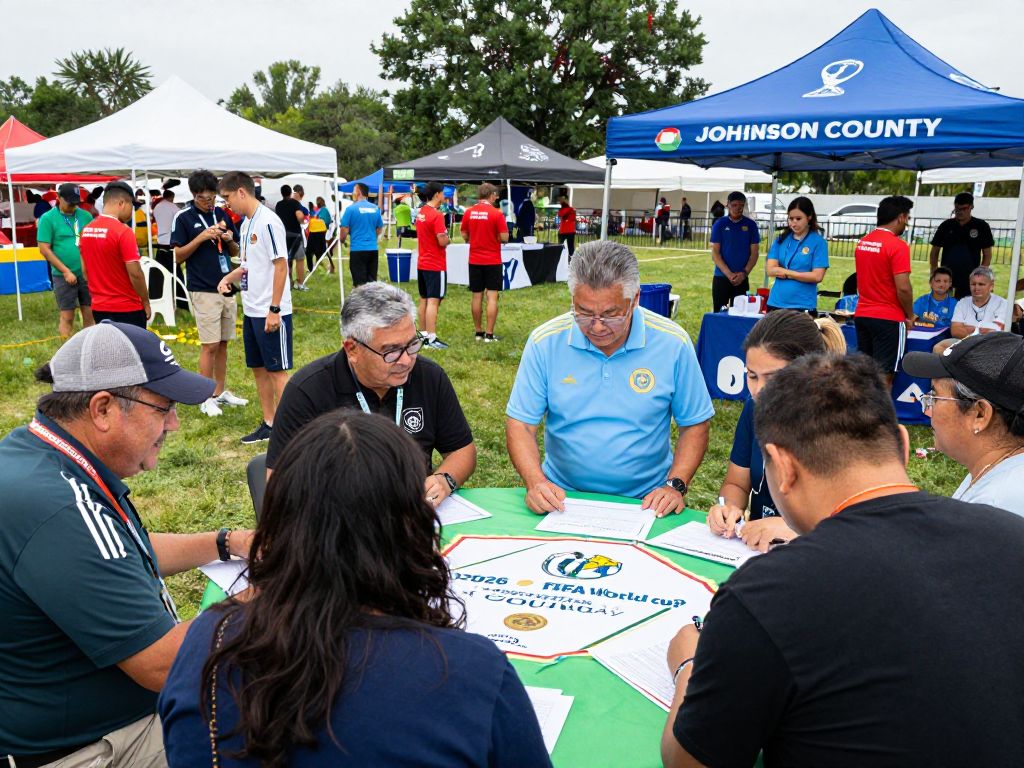 Community members engaging in planning for the 2026 World Cup in Johnson County.