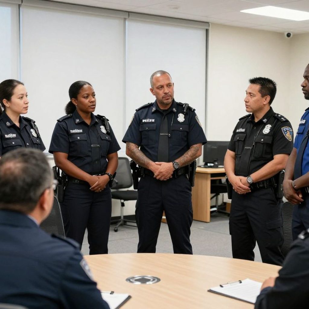 Community members discussing police accountability