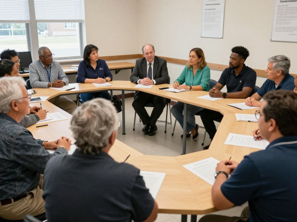 Residents participating in a community meeting about Missouri property tax caps.