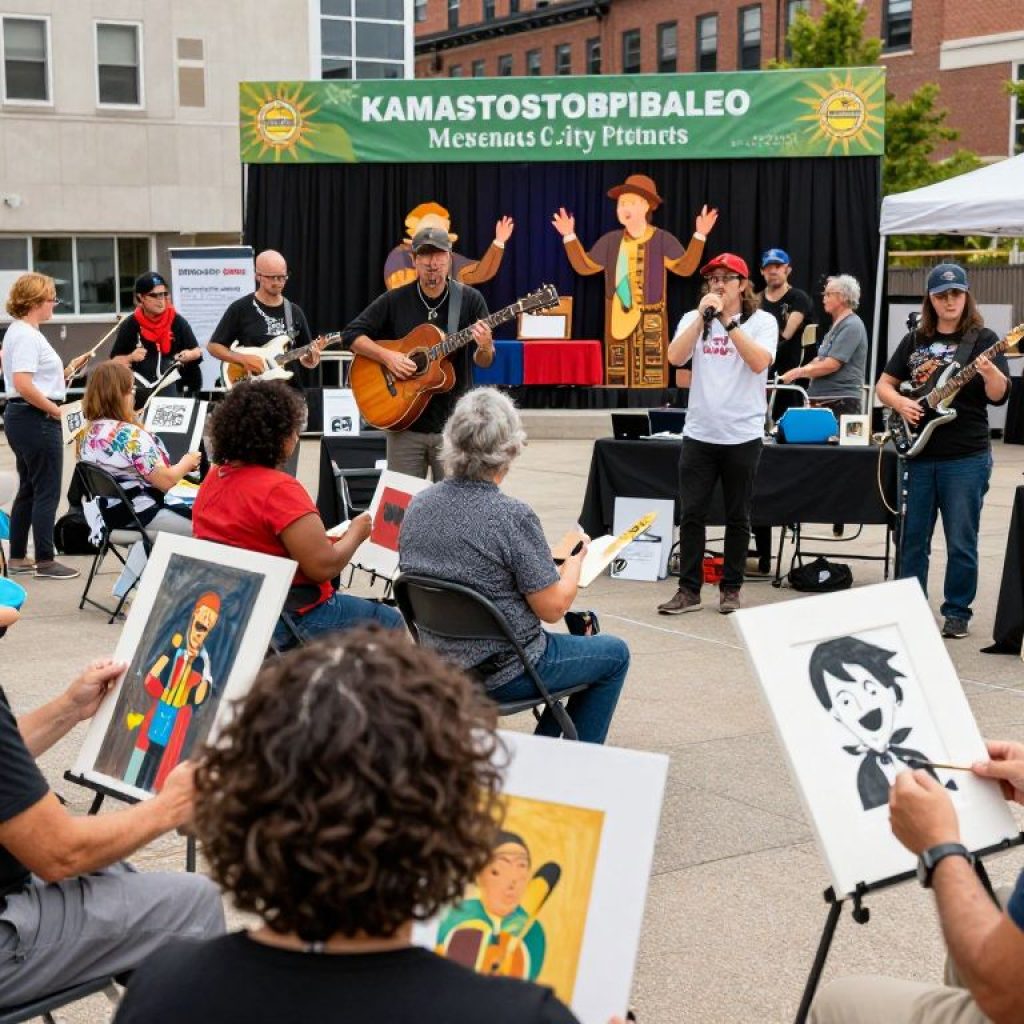 Community members participating in arts engagement events at the Lyric Opera.