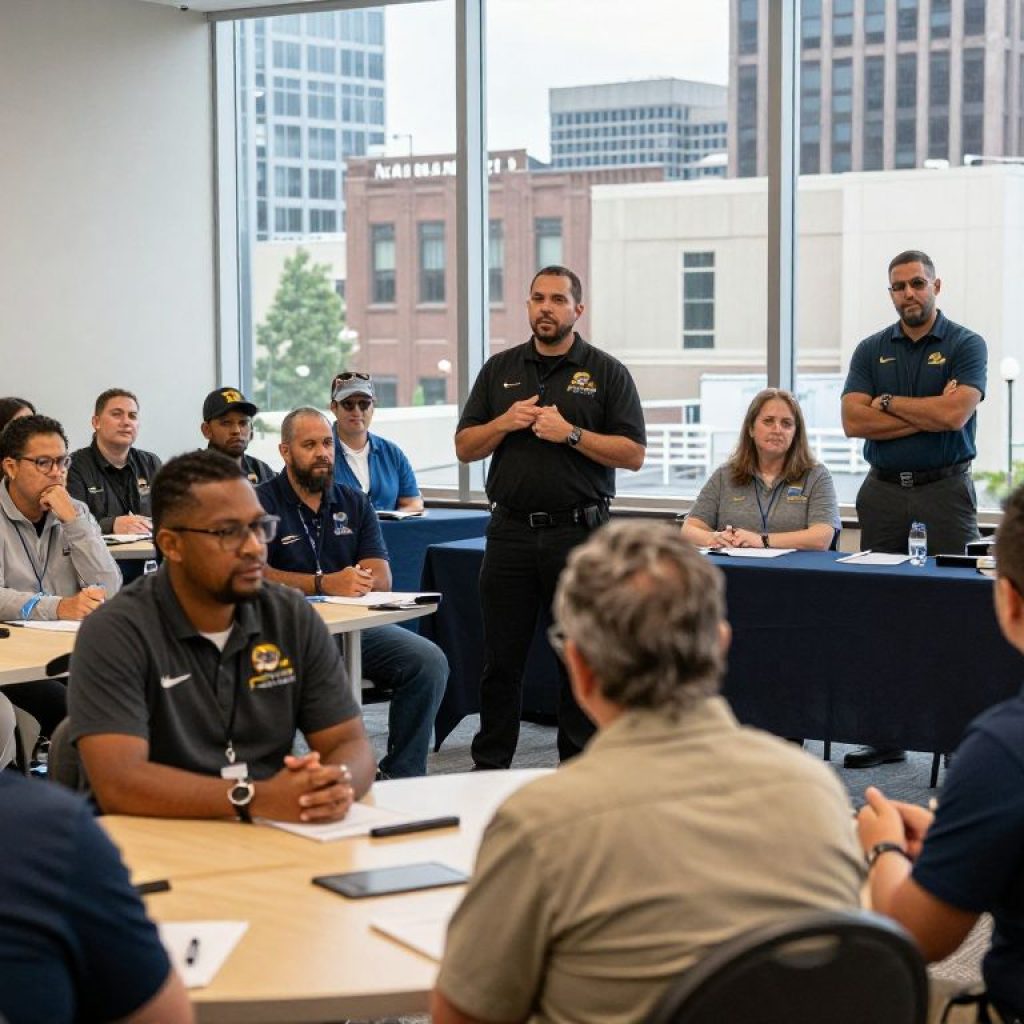 Civic leaders discussing gun rights in a community setting