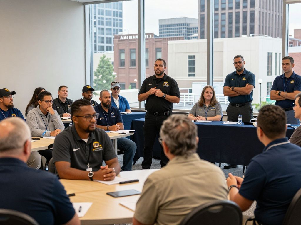 Civic leaders discussing gun rights in a community setting
