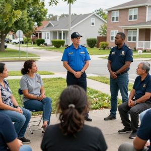 Residents discussing safety concerns with city officials
