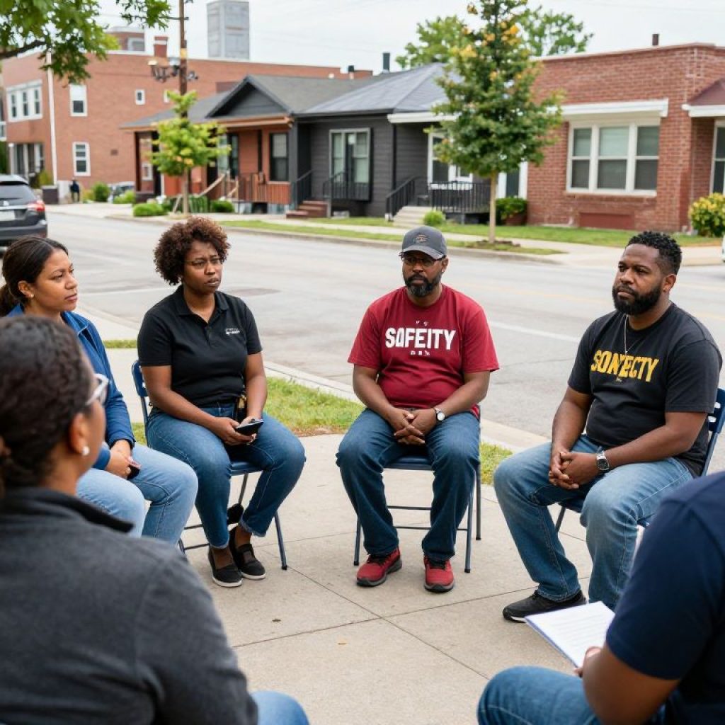 Community members discussing rising crime concerns in Kansas City