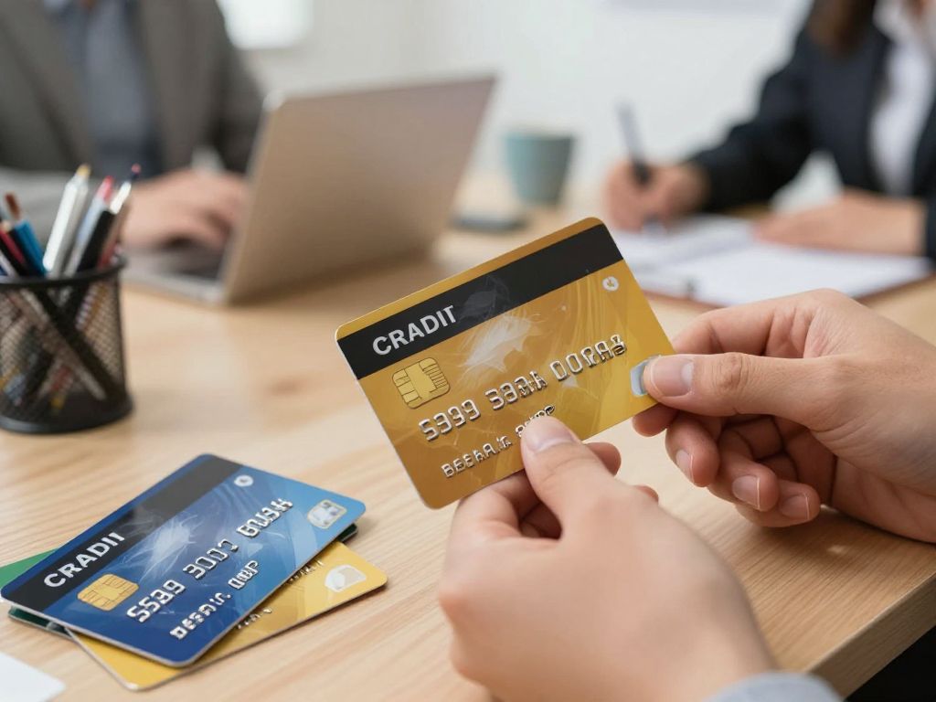 Illustration of small business owners discussing credit card financial policies.