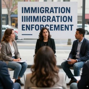 Community meeting discussing the DHS Detention Center implications