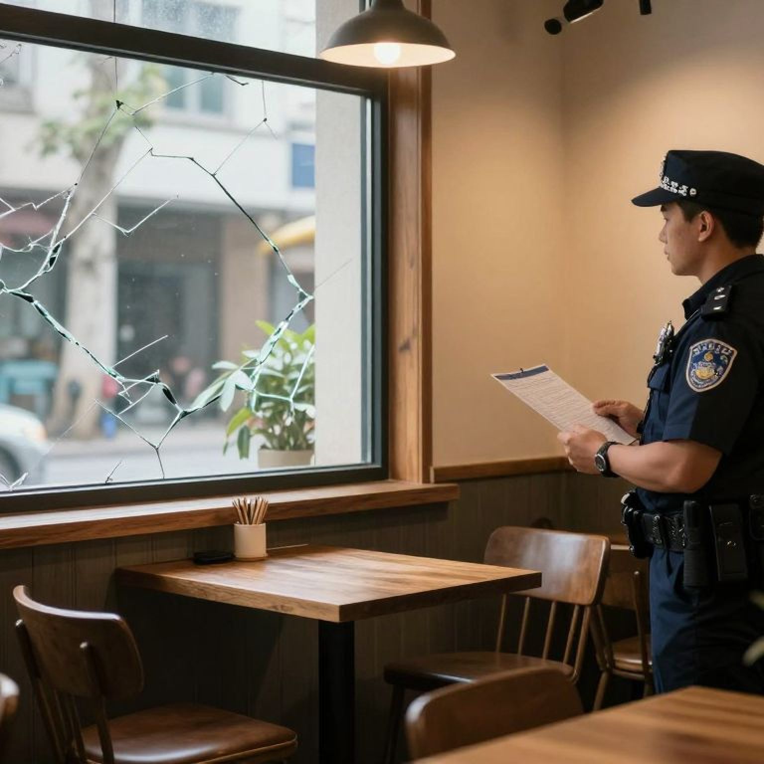 Damage at The Equal Minded Cafe after break-in