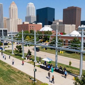 Kansas City skyline with utility infrastructure in the foreground