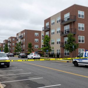 Scene of a shooting at an apartment complex in Kansas City.