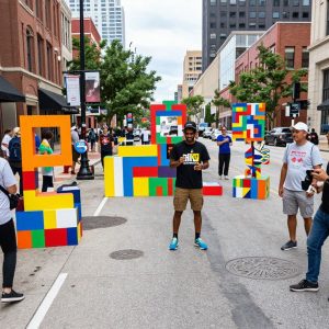 Art installations in Downtown Kansas City for the World Cup.