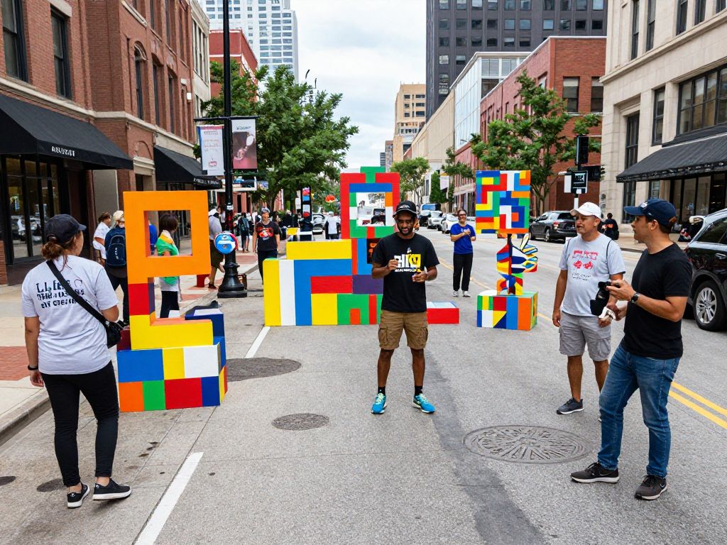 Art installations in Downtown Kansas City for the World Cup.