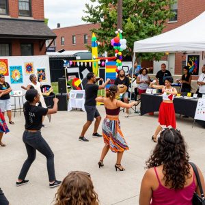 Kansas City residents attending a local arts event with performances and community engagement.