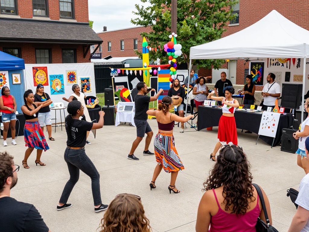 Kansas City residents attending a local arts event with performances and community engagement.