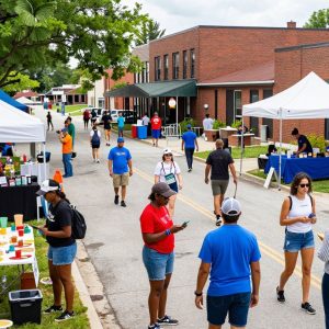 A vibrant display of community events and local businesses in Kansas City.
