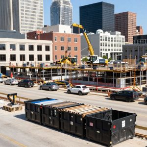 Construction site with a 40-yard dumpster in Kansas City