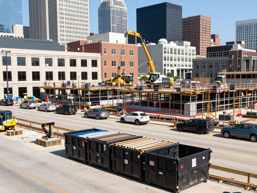 Construction site with a 40-yard dumpster in Kansas City