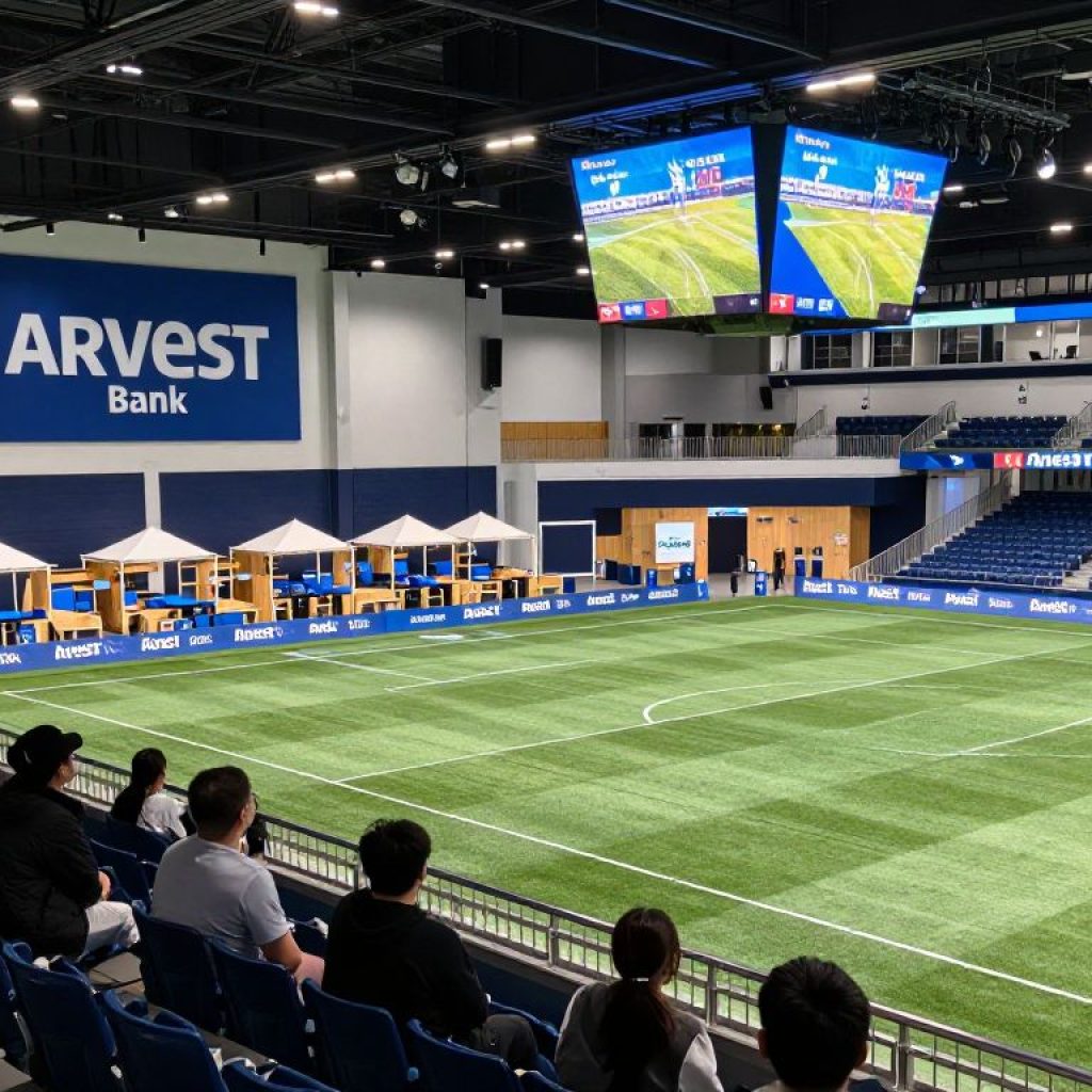 Fans enjoying the Kansas City Current facility under the new Arvest Bank branding