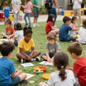 Children participating in early childhood education activities in Kansas City.