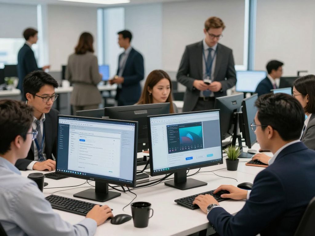 Entrepreneurs working with AI tools in a Kansas City office