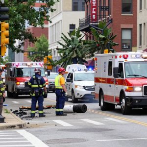 Emergency services responding to a gas leak in downtown Kansas City