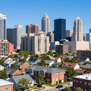 Kansas City skyline showcasing housing development.