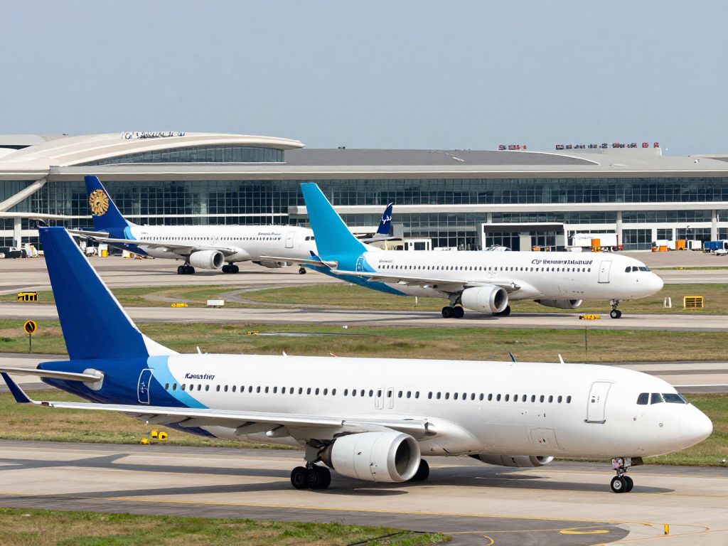 Kansas City International Airport with departing flights