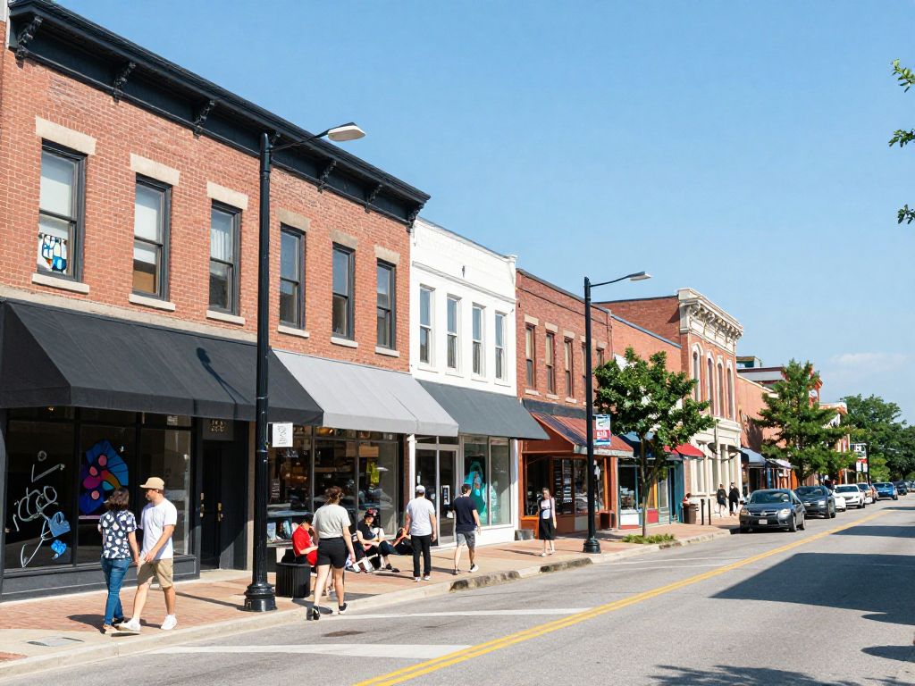 Vibrant urban scene of walkable neighborhoods in Kansas City