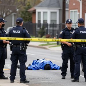 Kansas City police officers investigating a death scene