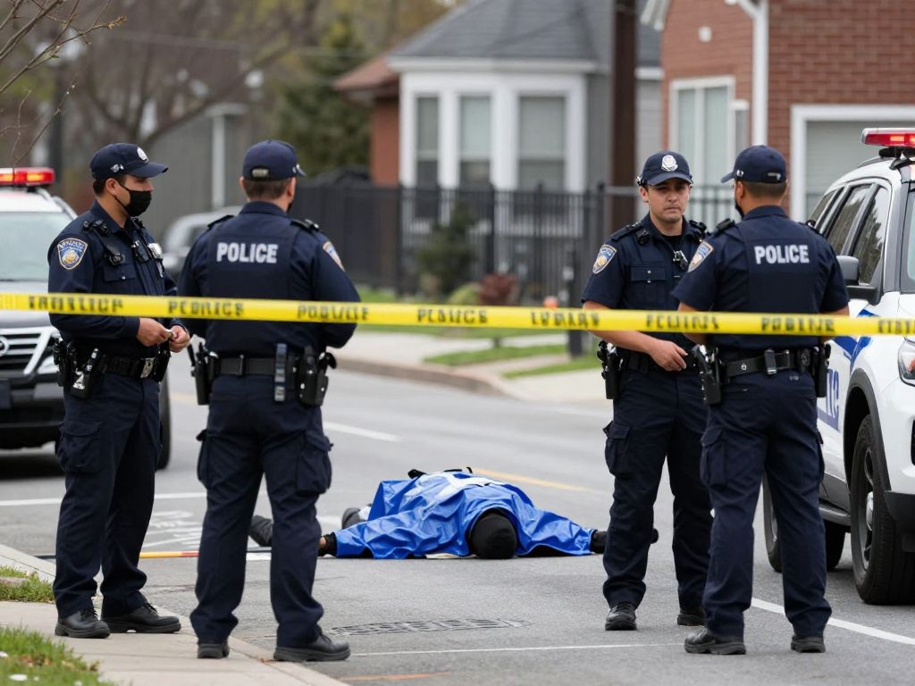 Kansas City police officers investigating a death scene