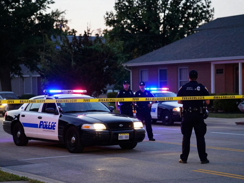 Kansas City police officers at the scene of an armed carjacking.