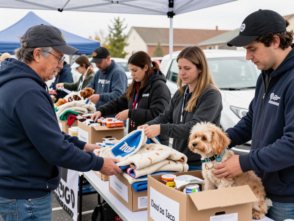 Community members donating items for Project Pet Warmth in Kansas City.