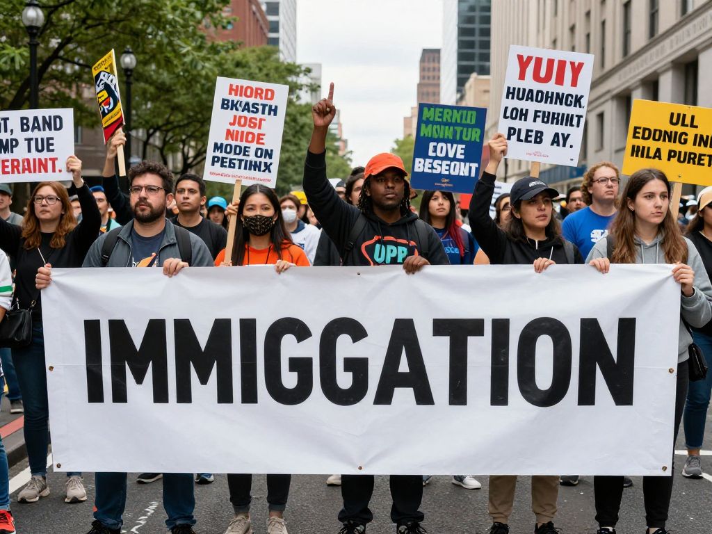 Citizens gathered in Kansas City peacefully protesting for immigration rights.