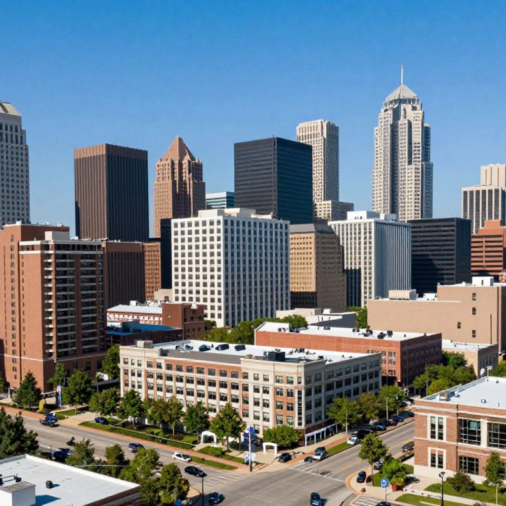 Skyline view of Kansas City emphasizing real estate development.