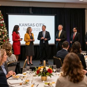 Real estate professionals celebrating at the Kansas City REALTORS awards ceremony.