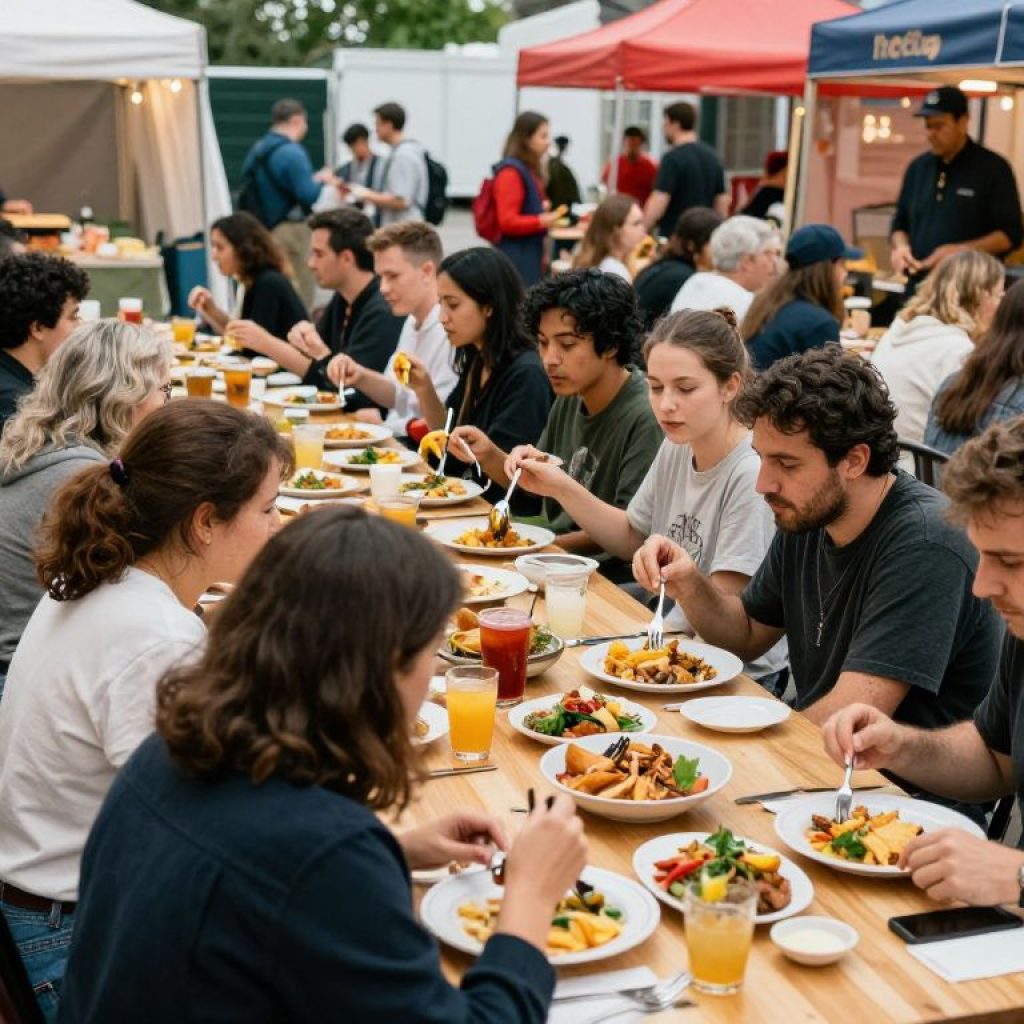 Diners enjoying diverse meals during Kansas City Restaurant Week