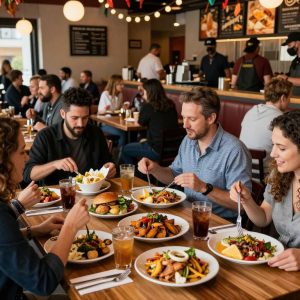 Diners enjoying diverse dishes during Kansas City Restaurant Week