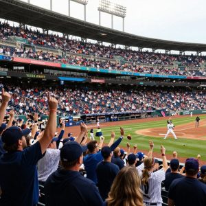 Fans celebrating during a Kansas City Royals game