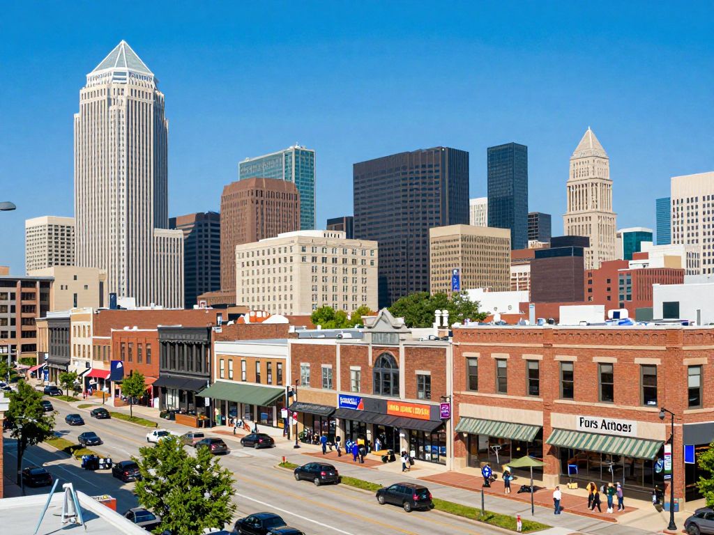 A panoramic view of Kansas City with local businesses and startups.
